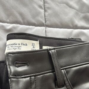 Abercrombie & Fitch Black High-Rise Leather Pants